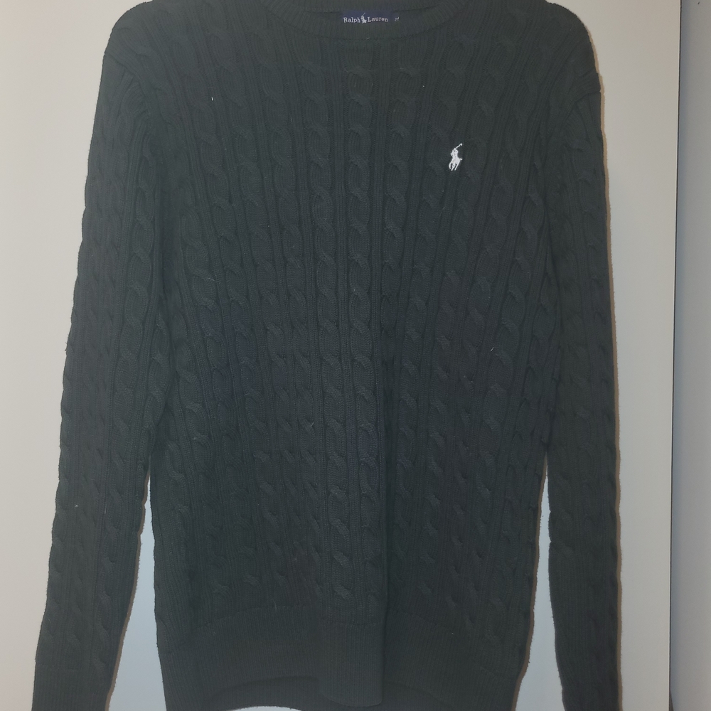 Ralph Lauren Men's Black Cable Knit Sweater
